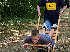 Moderator Erhard beim Testlauf und Vorstellung der Rennstrecke.